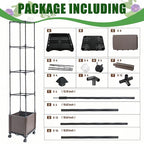 Raised Garden Bed Planter Box with Trellis, 62.2" Self-Watering Tomato Planters for Climbing Plants Vine Flowers Outdoor Patio, Tomatoes Cage with Trellis Wheels for Outdoor, 1Pack
