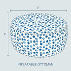 LVTXIII Outdoor Inflatable Ottoman, 21"x21"x9" Patio Fade-Resistant Footrest Stool with Handle, Portable Round Ottoman Pouf for Patio Garden, Camping or Home Use, Brush Blue