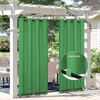 Easy-Going Linen Look Outdoor Curtains Waterproof Windproof Porch Curtains, Soft Thicken Outdoor Privacy Curtains for Patio, Gazebo, Grommet Top and Tab Bottom Drape, 1 Panel, 54x108 inch, Green