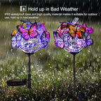 Outdoor Solar Garden Lights - 2 Pack Solar Powered Garden Stake Lights with 18 Butterflies and Copper String Lights, Multicolor