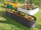 9-in-1 Galvanized Steel Raised Garden Bed // 8×2×1.5 ft Modular Planter for Gardening, Vegetables, Flowers // 18" Tall Metal Raised Garden Beds Outdoor (Gray) // Patented Design Planter Box