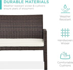 Conversation Set: 4-Piece Brown Wicker Patio Set with Table and Cushions