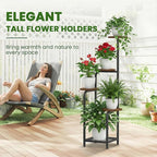 TOSKING 5 Tier Metal Plant Stand Indoor 48''H Tall ,Heavy Duty Plant Shelf , Corner Shelf Flower Pot Stand for Outdoor Plant Stand for Living Room Balcony Garden Patio Bedroom (5 Tier-Brown)