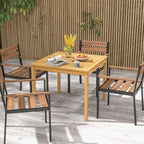 Tangkula 36" Square Outdoor Dining Table, Acacia Wood 4-Person Patio Dining Table with 1.9" Umbrella Hole, Farmhouse Patio Bistro Table, Indoor Outdoor Dining Furniture for Yard Deck Lawn