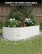 GarveeLife 10x4x1.5 ft Galvanized Raised Garden Bed - 18“ Tall Metal Planter Box for Vegetables, Flowers, Herbs, Rust-Resistant Outdoor Garden Box, Easy Assembly Raised Beds for Gardening, Beige