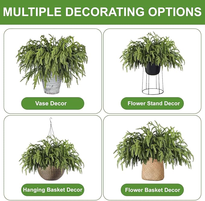 Artificial Pine Branches 30 Pack, 18 Inch Green Polyethylene Stems