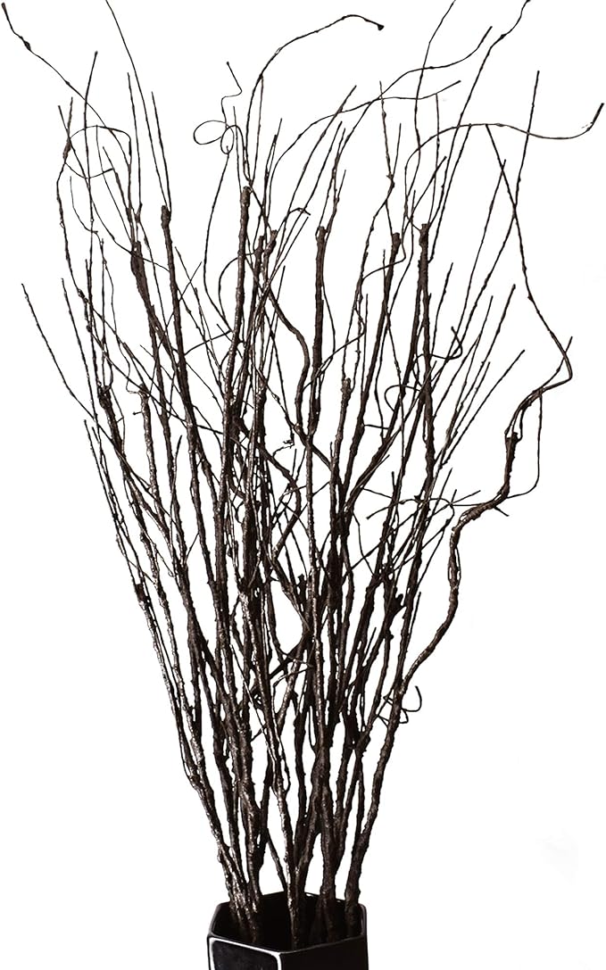 Artificial Curly Willow Branches, 10 Pack Brown Iron Wire Stems, 30.7 Inch