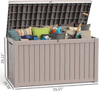 ROJIK Outdoor Storage Housing Deck Box - Waterproof Patio Furniture, Garden Tools, Cushions, Pool Accessories Storage Bench with Lockable Lid and Side Handles (Grey 200 Gal)