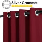 NICETOWN Canvas Outdoor Curtains for Paito 2 Panels, Red, W52 x L84 per Panel - Waterproof & Windproof Sun Shades with Grommet & Back Tab & Rod Pocket, Free Rope Included for Bottom Fixing