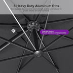 PURPLE LEAF Patio Umbrella 10' X 10' Rectangle Cantilever Umbrella Large Aluminum Outdoor Umbrellas with 360-degree Rotation & UPF40+ Premium Fabric for Deck Pool Garden Yard, Mist Grey