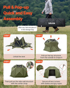 VEVOR Pop up Gazebo Screen Tent, 13 x 13 ft, 13-Sided Spherical Camping Canopy Tent with Removable Top & Carry Bag, Quick-Set & Bite-Proof, Screen House Sun Shelter for 10-12 Persons, Green
