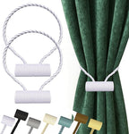 Hion Magnetic Curtain Tiebacks White 2pcs, Curtain Tiebacks Buckles Holdbacks Holders Hooks Clip for Home Bedroom Office Decorative Curtain