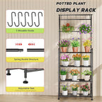 Plant Stand Indoor Outdoor Heavy Duty Metal - 68.4" Tall 4-Tier Shelf for Multiple Plants, Flowers, Rustproof Black Storage Rack for Patio, Balcony, Living Room, Garden, Includes Hooks&Adjustable Feet