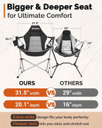 KingCamp Hammock Chair with Footrest – Heavy Duty Swinging Rocking Camping Chairs for Adults up to 400lbs, Folding Portable Oversized Rocker with Cup Holder & Pillow for Outdoor Beach Lawn RV Sports