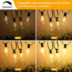 Brightever 30FT LED Outdoor String Light with 16 ST38 Vintage Edison Shatterproof Bulbs, Commercial Grade Patio Lights Connectable, Waterproof Hanging Lights for Balcony, Backyard, Warm White