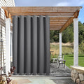 NICETOWN Outdoor Curtain Waterproof Extra Long 108" for Patio, Windproof Energy Saving Top and Bottom Stainless Steel Grommets Blackout Outdoor Drape for Porch, 1 Piece, 84" Wide, Grey