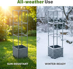 Raised Garden Bed with Tomato Planter Cage, Trellis Planter Boxes for Outdoor Patio Greenhouse Gardening Climbing Vegetables