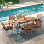 OC Orange-Casual Stackable Patio Dining Chairs Set of 2, Outdoor Acacia Wooden Chairs w/Armrest & Removeable Fabric Cushion, for Porch, Backyard, Garden, Indoor, Dark Grey