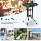 Patio Dining Table,Cast Aluminum Patio Tables with Umbrella Hole, Outdoor Bistro Table for Backyard, Garden, Patio (30" Round Table)