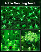 Brightown 60 LED Flower Solar Lights String Outdoor Waterproof Fairy Lights for Garden Yard Fence Patio Christmas Tree Wedding Party Decor, Green