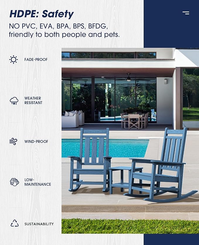 Oversized Outdoor Rocking Chair Set of 6 – Blue