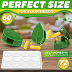 60Pcs Plant Climbing Wall Fixture Clips with 72Pcs Self-Adhesive Stickers - Leaf-Shaped and Weather-Resistant Money Plant Vine Wall Clips - Easy Installation Pothos Climbing Support for Vines & Cables