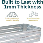 Sunnydaze 11.75" H Raised Metal Garden Bed - Galvanized Raised Garden Bed Outdoor for Vegetables and Flowers - Woodgrain - 4' x 2' Silver