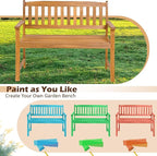 Tangkula Outdoor Acacia Wood Bench, 2-Person Garden Bench with Backrest and Armrests, Garden Bench with Slatted Seat for Porch, Park, Backyard, 800 Lbs Max Load, 43” L x 22” W x 34” H, Natural
