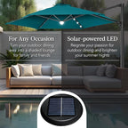 Best Choice Products 10ft Solar LED Offset Cantilever Hanging Market Patio Umbrella, Smooth 360° Rotation, 8 Sturdy Ribs, Easy Adjustment - Cerulean