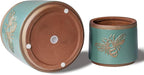 YBX Terracotta Pots Inch with Drainage Holes, Bee Decor, Ceramic Pots for Indoor Plants Flower Pots Outdoor, Succulent, Herbs, Snake Plants (Turquoise, 8+6+4 Inch)