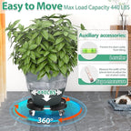 VANCASTLE Plant Caddy with Lockable Wheels Heavy Duty 450lbs Capacity, 15-22 Inch Adjustable Plant Stand with Wheels Rolling base, Plant Dolly for Flower Pot Mover Indoor Outdoor, Black, 1 Pack