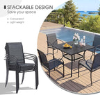 VICLLAX Patio Dining Set for 6, Outdoor Furniture Set Includes 47.2" Round Patio Table and 6 Patio Sling Chairs, Grey Tabletop and Grey Fabric