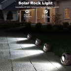 Outdoor Solar Rock Light - 4 Pack, Fake Rock IP65 Waterproof LED Super Bright Spotlight for Deck, Staircase, Woods Garden, Walkway, Patio Pond Garden Decorative Nighttime Landscape Filler Lights