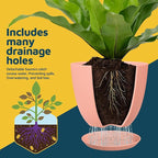 Planter Pots with Drainage Holes - Lightweight, Durable, and Space-Saving Pots for Indoor and Outdoor - Versatile Functionality, Simple Modern Design, Set of 5 Plastic Planter Pots - Pink