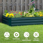 Outsunny Galvanized Raised Garden Bed, 8' x 3' x 1' Metal Planter Box, for Growing Vegetables, Flowers, Herbs, Succulents, Green