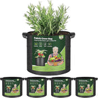 T4U 5 Gallon Grow Bags, Upgrade Grow Bags with Handles, Heavy Duty Thickened Nonwoven Fabric Pots, 5 Gallon Pots for Plants, Strawberry, Cherry Tomatoes (5 Pack)