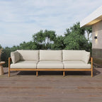 Acanva Modern Outdoor Patio Furniture Set, All-Weather Aluminium Conversation Sectional Sofa with Thick Cushions for Backyard, Garden, Porch, Couch, Beige