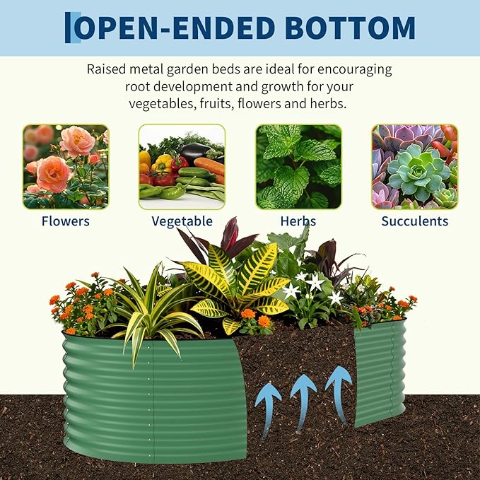 Garvee Galvanized Raised Garden Bed Outdoor, 8x4x2 ft Metal Planter Box for Flowers Vegetables, Rust-Resistant Raised Garden Beds for Gardening, Easy Assembly Outdoor Garden Box & Planters, Green