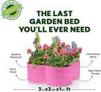 Plant & Plot Galvanized Raised Garden Beds Outdoor // 3×3×1 ft Planter Raised Beds for Gardening, Vegetables, Flowers // Large Metal Garden Box (Pink) // Patented Tool-Free Design