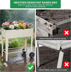 Elevated 32" Tall Raised Garden Bed with Legs and Wheels for Mobility, Metal Planter Boxes Outdoor with Shelf, Raised Bed for Gardening Vegetables/Herbs, Backyard, Patio, Balcony, White