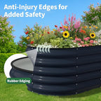 Kesfitt Raised Garden Bed, Metal Galvanized Steel Oval Garden Bed 8x2x1.5 ft with 18-Inch Deep Open-Bottom Design for Outdoor Vegetable Gardening, Midnight Blue