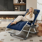 VINGLI 29" Padded Zero Gravity Chair, Lounge Chair with Removable Cushion & Tray， Folding Reclining Patio Chairs， Recliner Chair for Lawn，Indoor Outdoor-Blue