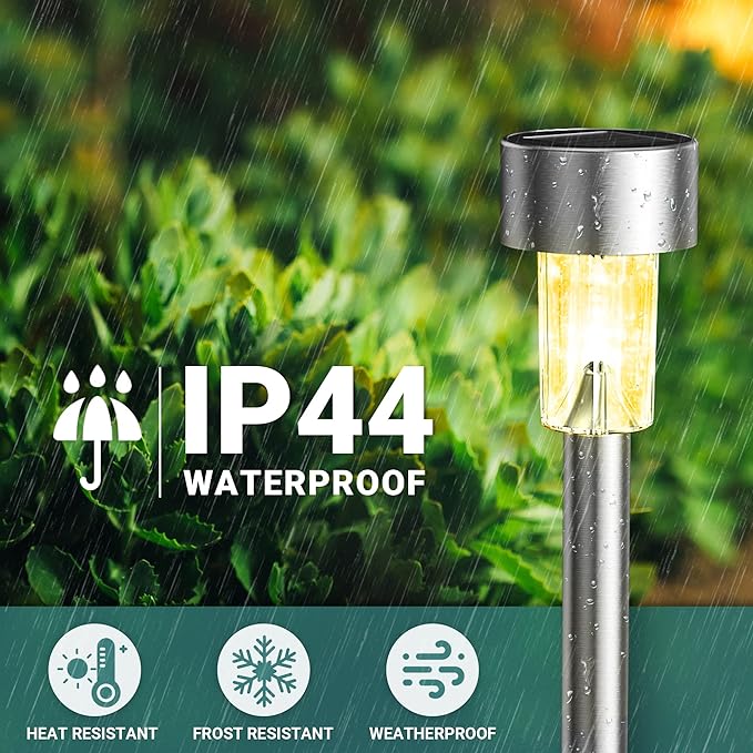 GIGALUMI Solar Lights Outdoor Waterproof, 12 Pack, Stainless Steel LED Solar Garden Lights for Patio, Lawn, Yard and Landscape, Garden Decor Patio Decor,Multicolor