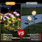 Upgraded Solar Garden Lights, 4 Pack Outdoor Solar Lights, New Round Panel for 40-Hour Runtime, Serve as Outdoor & Indoor Decor, 7-Color Changing Flower Lights, Waterproof for Patio Yard Decoration