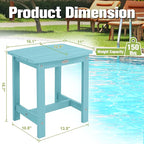 Y&M Outdoor Side Table, HIPS Adirondack Small Single Table, Waterproof Square Outside Table, Balcony Modern End Tables for Patio, Pool, Beach, Porch, Deck, Indoor or Outdoor Use, Light Blue