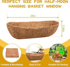 Riare 2 Pack 24 Inch Trough Coco Coir Liners for Planters, Pre-Formed Coconut Coir Replacement Liner Natural Coco Fiber Window Box Liners for Wall Planter, Window Basket Deck Railing Planter