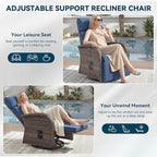 Zero Gravity Patio Swivel Rocking Recliner Chairs Set of 2 - Wicker Outdoor Lounge Chair with Adjustable Backrest & Footrest, All Weather Reclining Rocker Chairs with Thick Cushion for Pool Deck Blue