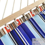 Quilted Fabric Double Hammock Won't flip with Stand and Spreader Bars,Safer and Sturdier,Quality Hammocks for Outdoor Indoor Patio Yard Two Sided Dual use red/Blue