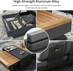 homary Outdoor Conversation Sets, 6 Piece Aluminum & Teak Patio Sectional Sofa Set with Adjustable Backrests, Waterproof Cushions, Ideal for Patios & Balconies | Outdoor Materials, Fade Resistant, Modular design