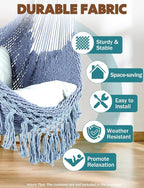 Chihee Hammock Chair Super Large Soft-Spun Cotton Rope Weaving Hanging Chair, Collapsible Strong Metal Spreader Bar Wide Seat Lace Stretch Swing Chairs Indoor Outdoor Garden Yard Theme Decoration